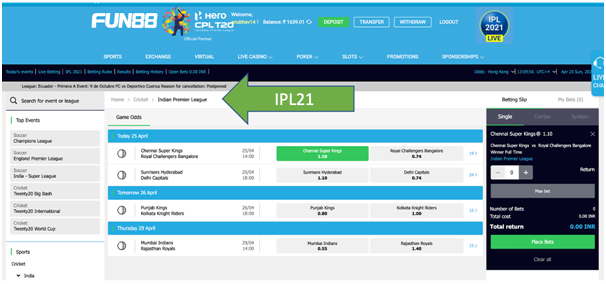 ipl 21 odds